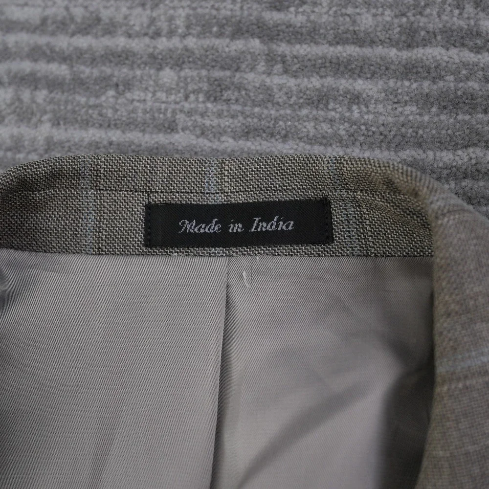 Calvin‎ Klein Gray Wool Silk Blazer Sport Coat Men Two Button Check 48 Regular